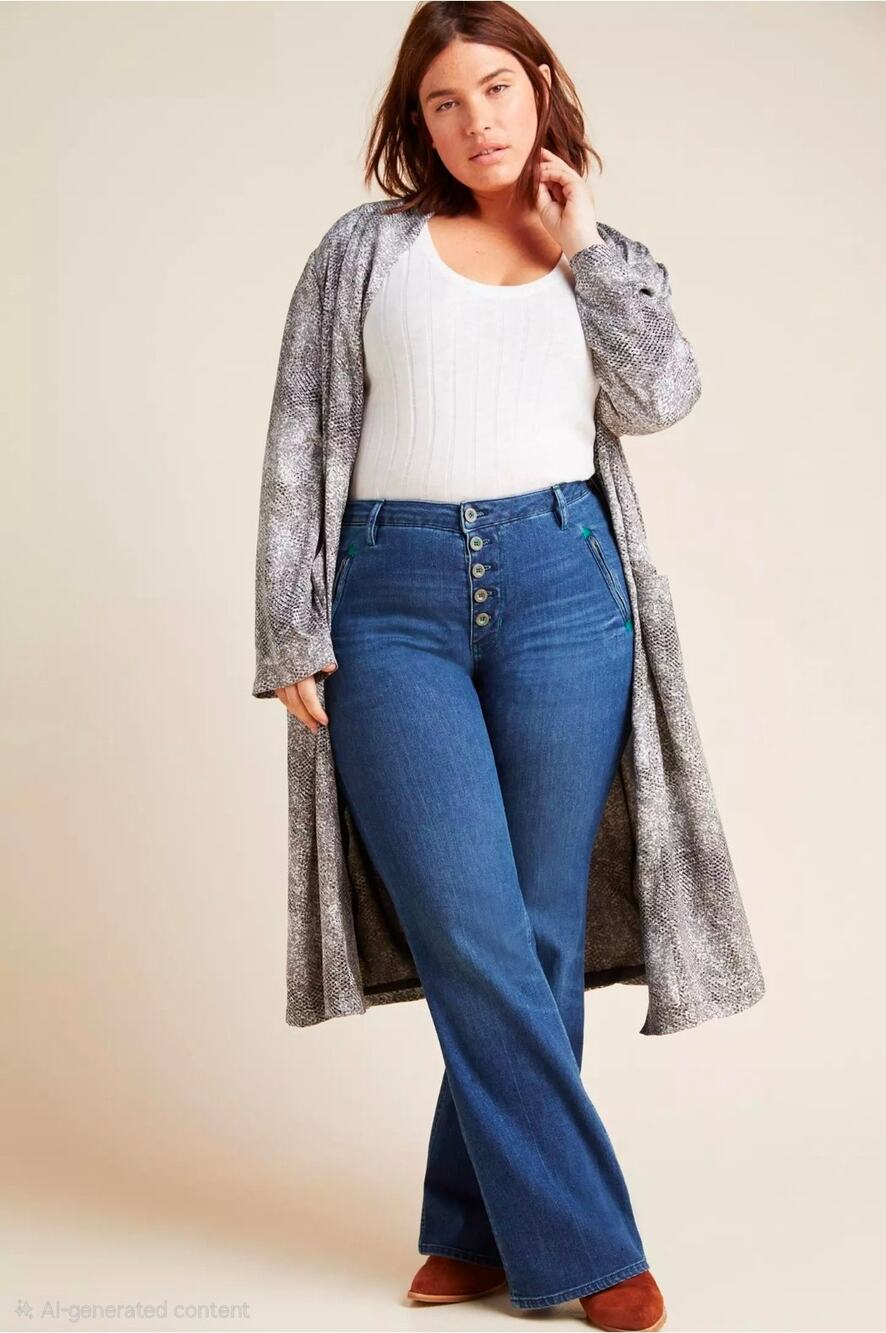 Pilcro x Anthropologie Button-Fly High-Rise Bootcut Jeans. Size 22W. Ret. $148